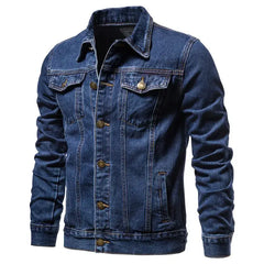 Stylish Denim Jacket for Men featuring a classic blue design with button closure and a casual look ideal for spring and autumn.