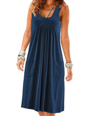 Fashion striped dress summer dress loose simple sleeveless dress women's clothing