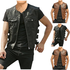 Men's Tank Top V-neck solid Multi Pocket Military Vest Reporter Photography Cardigan Outdoor Motorcycle Vest Men's jacket coat