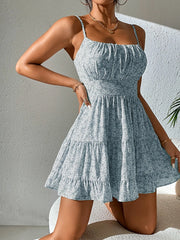 French Short dress 2024 Summer Cool Skirt Street personality fashion temperament slim waist small floral halter