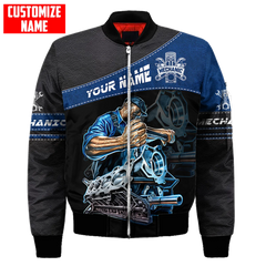 Men bomber jacket Personalized Name Mechanic 3D Printed winter zipper Jacket casual unisex Harajuku Streetwear coat FX-09