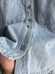 Denim Jacket 2024 traf Spring new all-cotton large pockets embellished loose version of women's shirt-style denim jacket