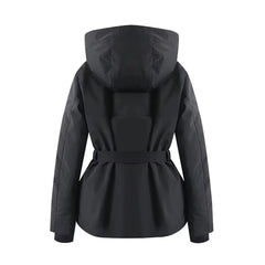 2025 fashionable women's clothing with European and American style design featuring a cinched waisthooded skiing and warm co