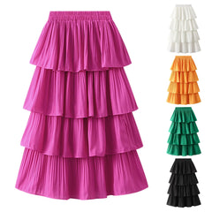 Women Skirt Set New Women Tiered Pleated High Waist Cake Skirt Lady Casual Dress Female Solid Skirt Skirts for Women