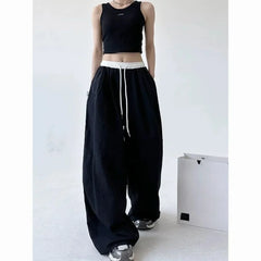 High Street Women's Wide Leg Pants Drawstring Y2K Gothic Hip Hop Lady's Cargo Pants Hotsweet Matching Female Trousers Summer New