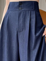 Soft Denim Wide Leg Pants Women Spring Summer Thin High Waist Slim Straight Loose Casual Trousers Long Pants