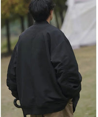 Man Bomber Jacket Oversize Spring Autumn Boys Long Sleeve Stand Collar Baseball Clothes Black Green Retro Coat Plus Size Xxl