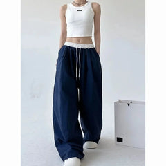High Street Women's Wide Leg Pants Drawstring Y2K Gothic Hip Hop Lady's Cargo Pants Hotsweet Matching Female Trousers Summer New