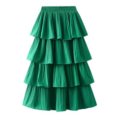 Women Skirt Set New Women Tiered Pleated High Waist Cake Skirt Lady Casual Dress Female Solid Skirt Skirts for Women