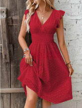 2024 new multi colored summer women's clothing fashionable temperament casual commuting lotus leaf sleeve elegant dress