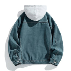 2025 New Men Denim Jackets Coats Hooded Jacket Full Sleeve Men's Washed Vintage Denim Jean Jacket Button Coat