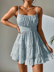 French Short dress 2024 Summer Cool Skirt Street personality fashion temperament slim waist small floral halter