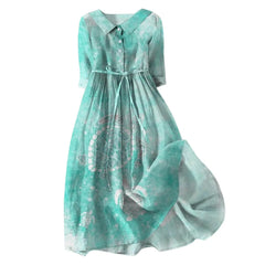 Elegant Women French Style Shirt Long Dresses Slim Fit Lapel Button Up Summer Dress With Linner Female Boho Beach Party Sundress