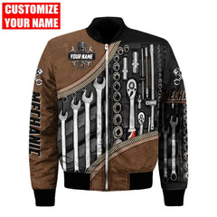 Men bomber jacket Personalized Name Mechanic 3D Printed winter zipper Jacket casual unisex Harajuku Streetwear coat FX-09