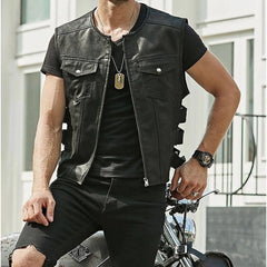 Men's Tank Top V-neck solid Multi Pocket Military Vest Reporter Photography Cardigan Outdoor Motorcycle Vest Men's jacket coat