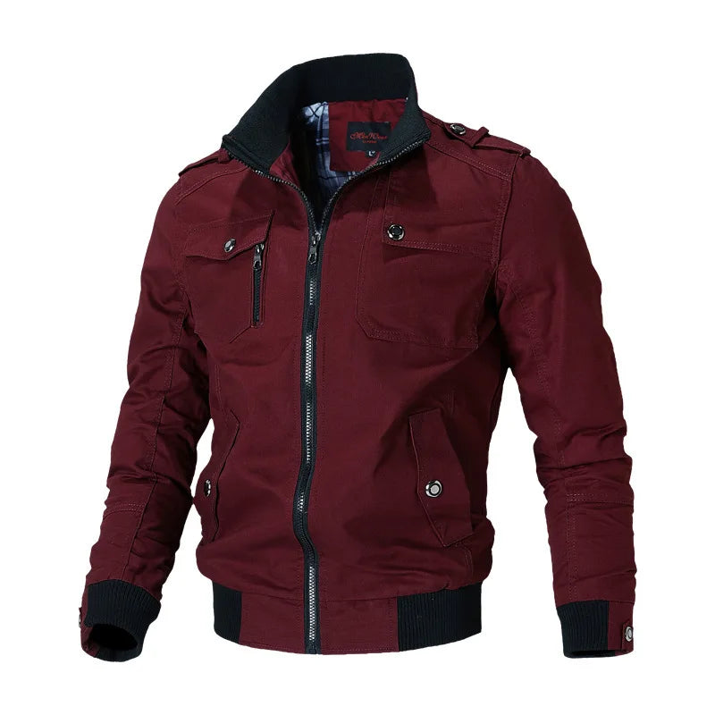 Bomber Jacket Men Fashion Casual Windbreaker Jacket Coat Men 2025 Spring Autumn New Hot Outwear Solid Stand Slim Jacket Mens