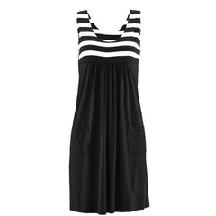 Fashion striped dress  summer dress  loose simple sleeveless dress women's clothing