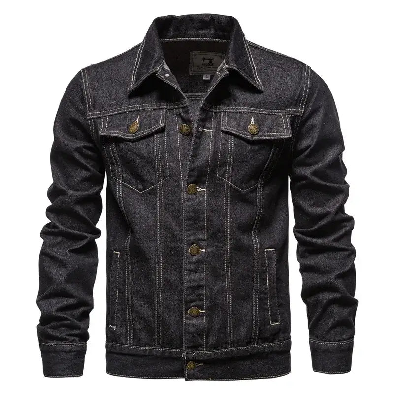 Denim Jacket Men Fashion Motorcycle Jeans Jackets Mens Causal Oversized Cotton Casual Black Blue Denim Jacket Man Outerwear Coat