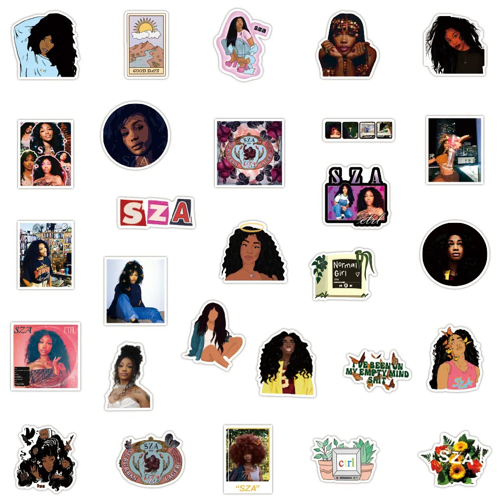 10/30/50PCS Singer SZA Graffiti Stickers Classic Toy Fridge Luggage Waterproof Skateboard Guitar DIY Cool Decals Kids Sticker