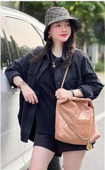 Denim Jacket 2024 traf Spring new all-cotton large pockets embellished loose version of women's shirt-style denim jacket