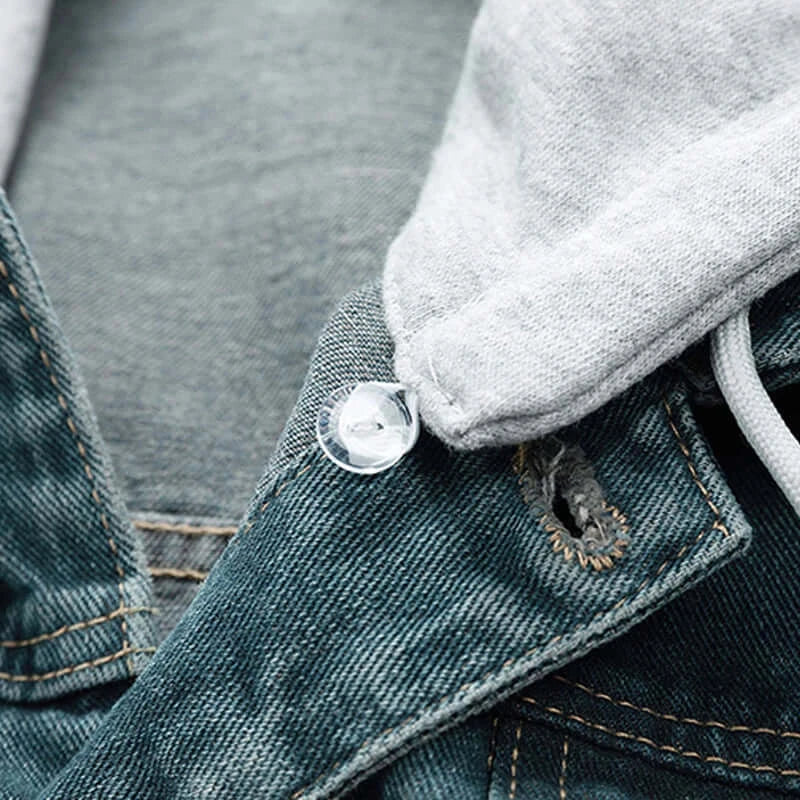 2025 New Men Denim Jackets Coats Hooded Jacket Full Sleeve Men's Washed Vintage Denim Jean Jacket Button Coat