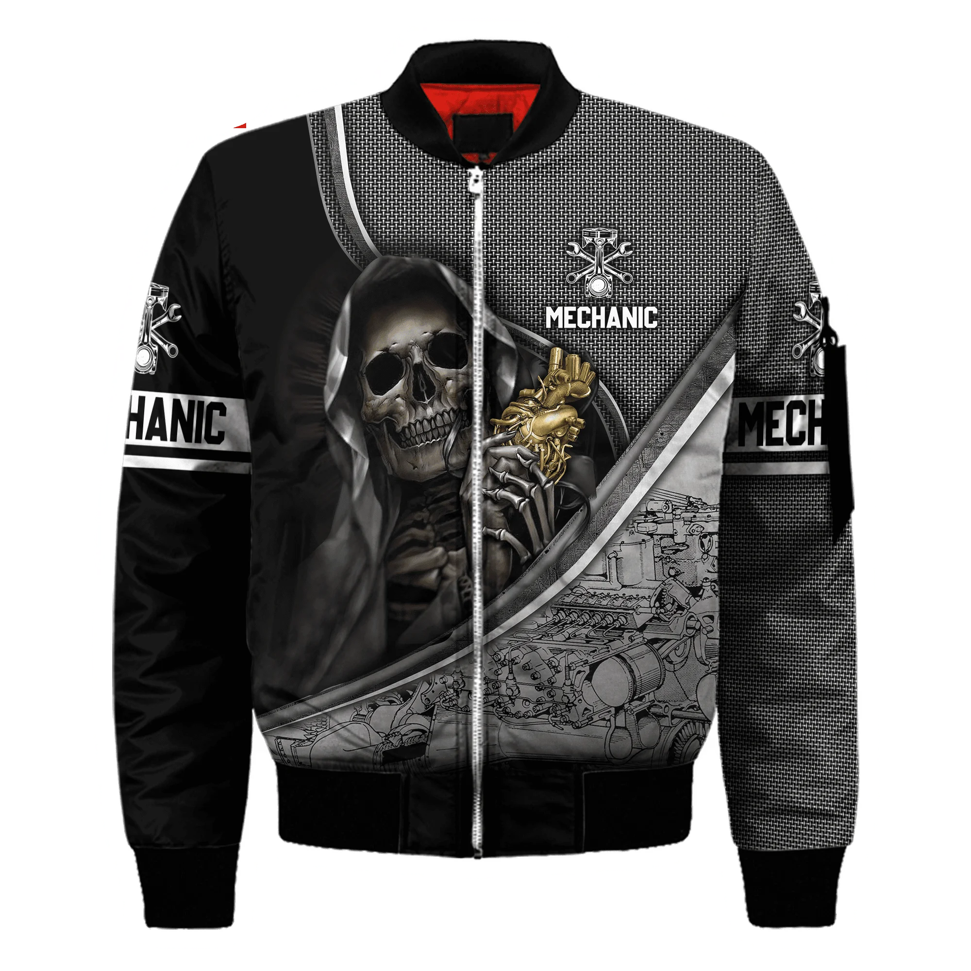 Men bomber jacket Personalized Name Mechanic 3D Printed winter zipper Jacket casual unisex Harajuku Streetwear coat FX-09