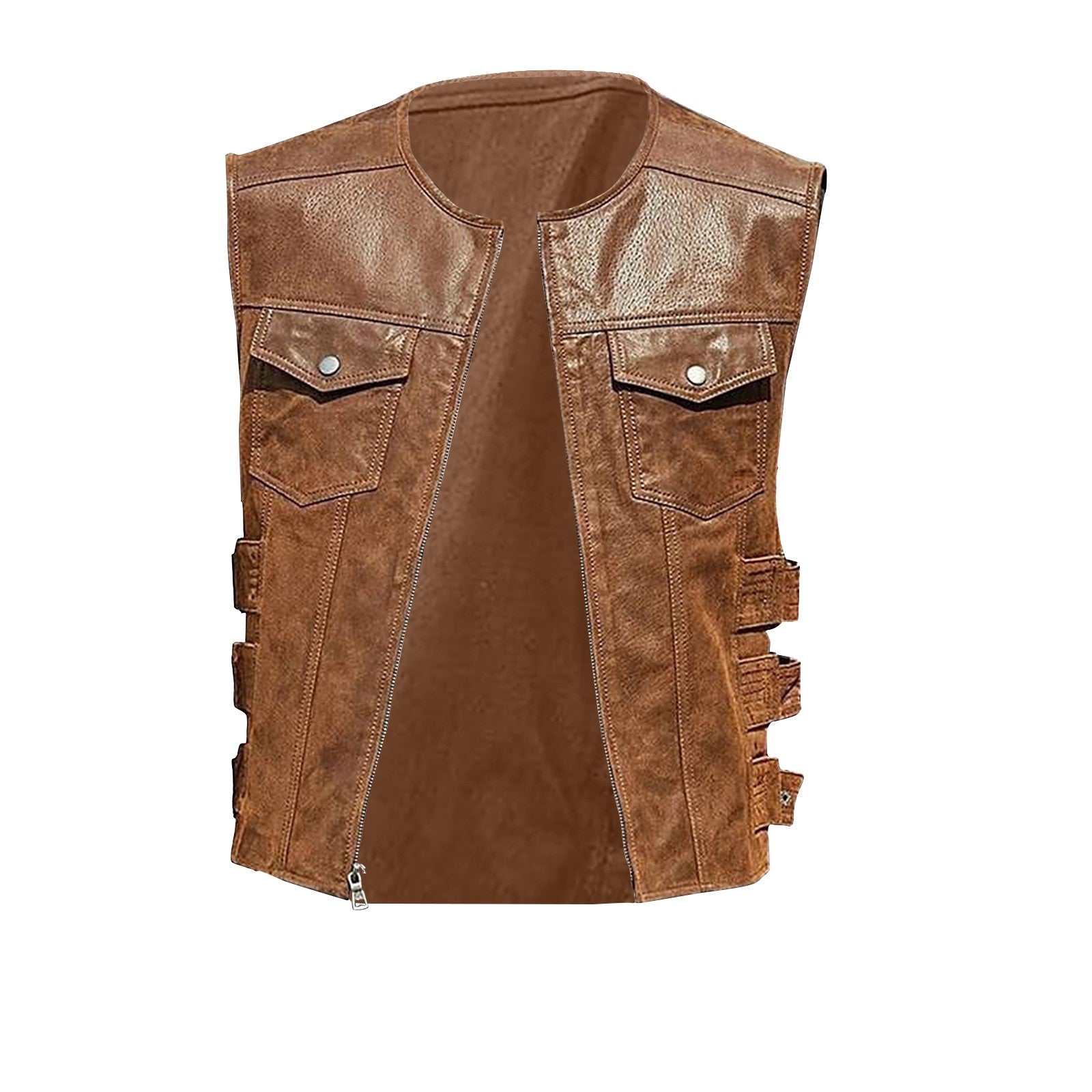 Men's Tank Top V-neck solid Multi Pocket Military Vest Reporter Photography Cardigan Outdoor Motorcycle Vest Men's jacket coat