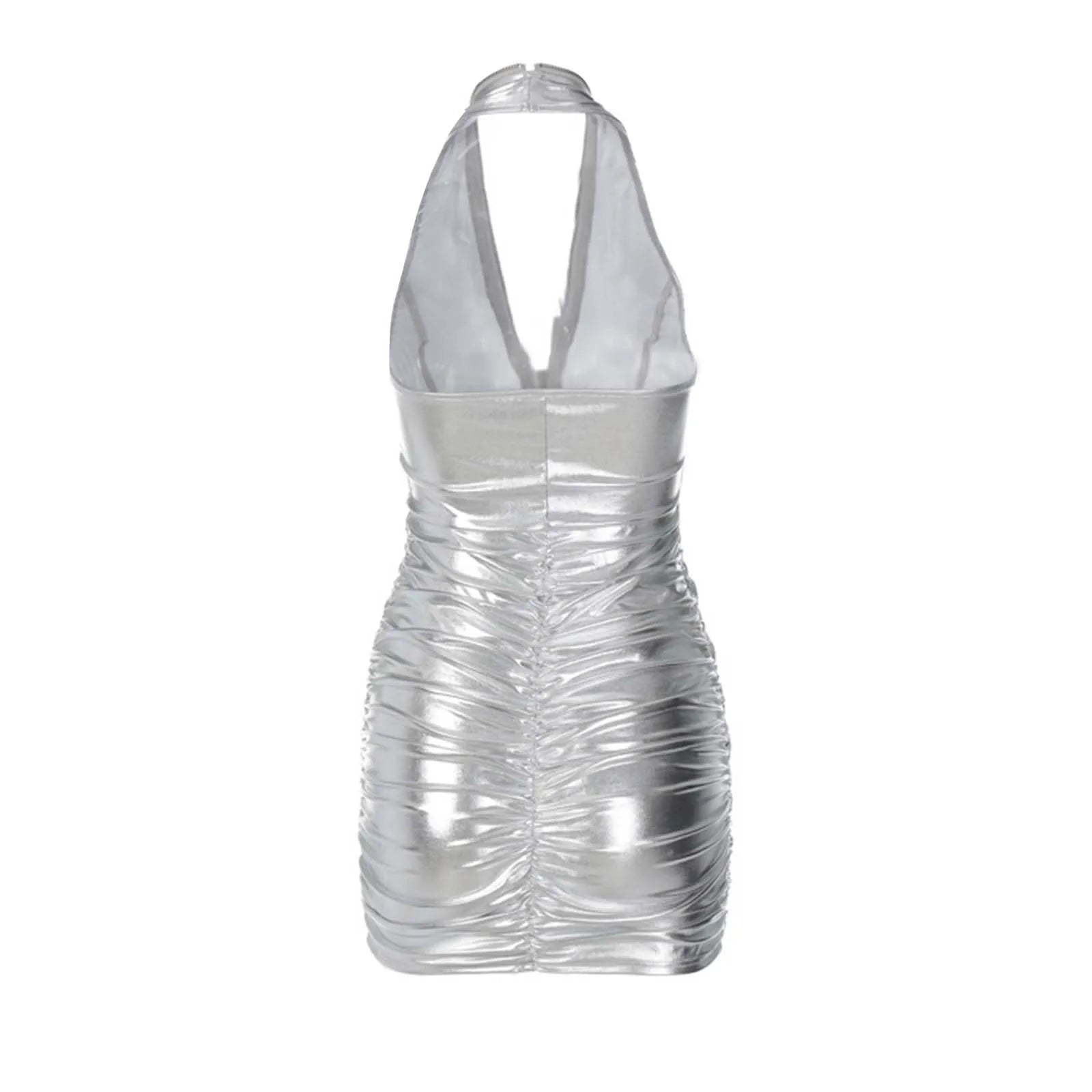 Women's Solid Color Dress Pleated Sexy Halter Zippered Slim Fit Wrap Buttock Dresses Work Women Sexy & Club Party Sundress