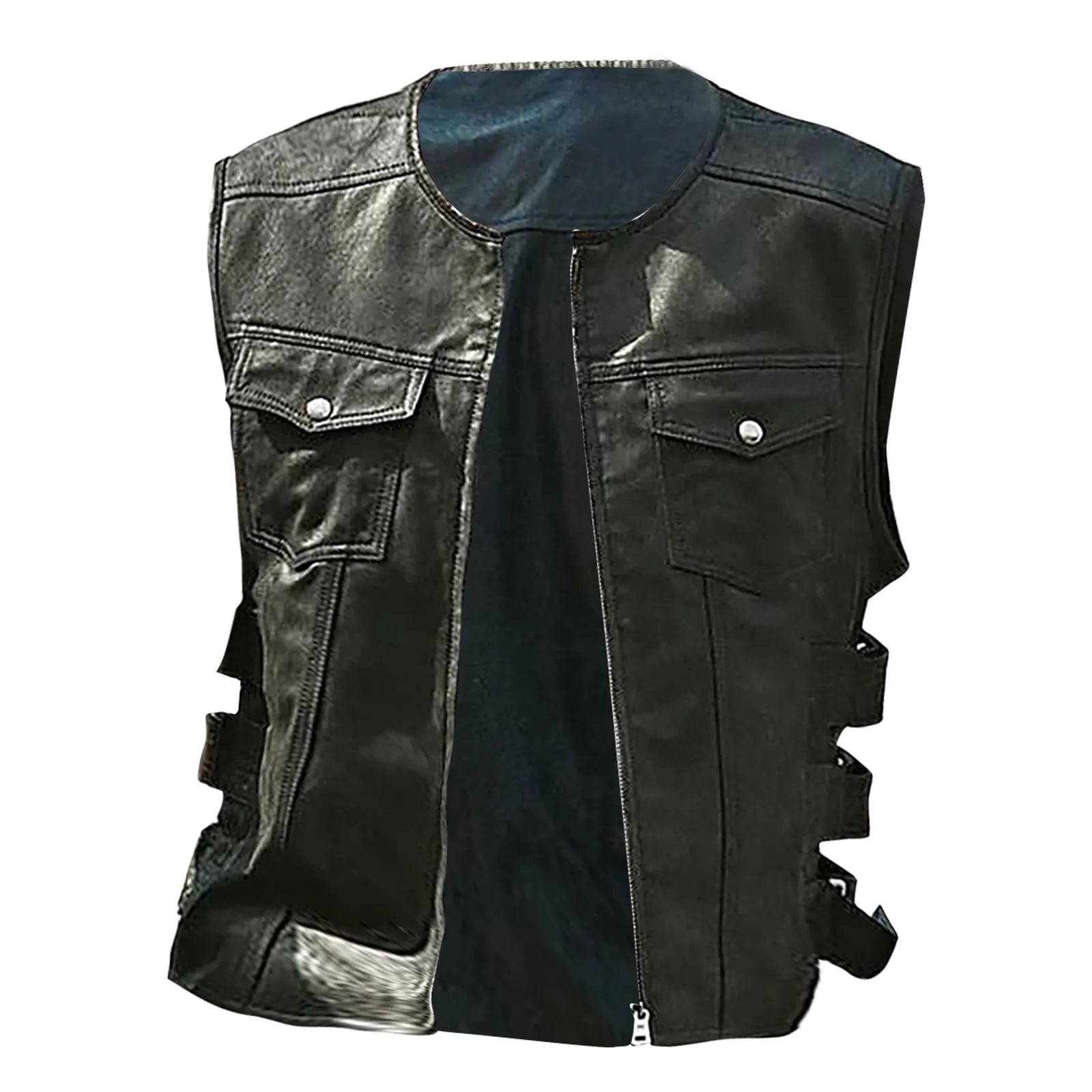 Men's Tank Top V-neck solid Multi Pocket Military Vest Reporter Photography Cardigan Outdoor Motorcycle Vest Men's jacket coat