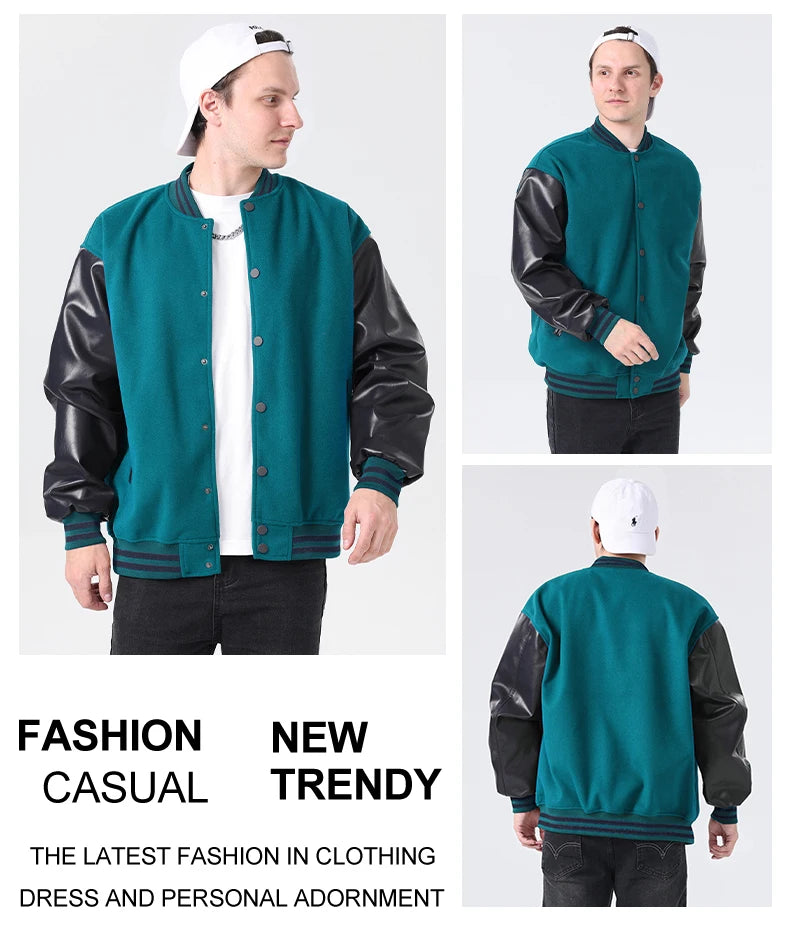 Men Bomber varsity jacket Baseball Patche Color Block Outerwear Casual Loose Spring and Autumn Comfy Unisex Coats New In Jackets