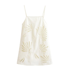 Women's clothing 2025 summer new fashion sexy hot girl hollow embroidered suspender dress