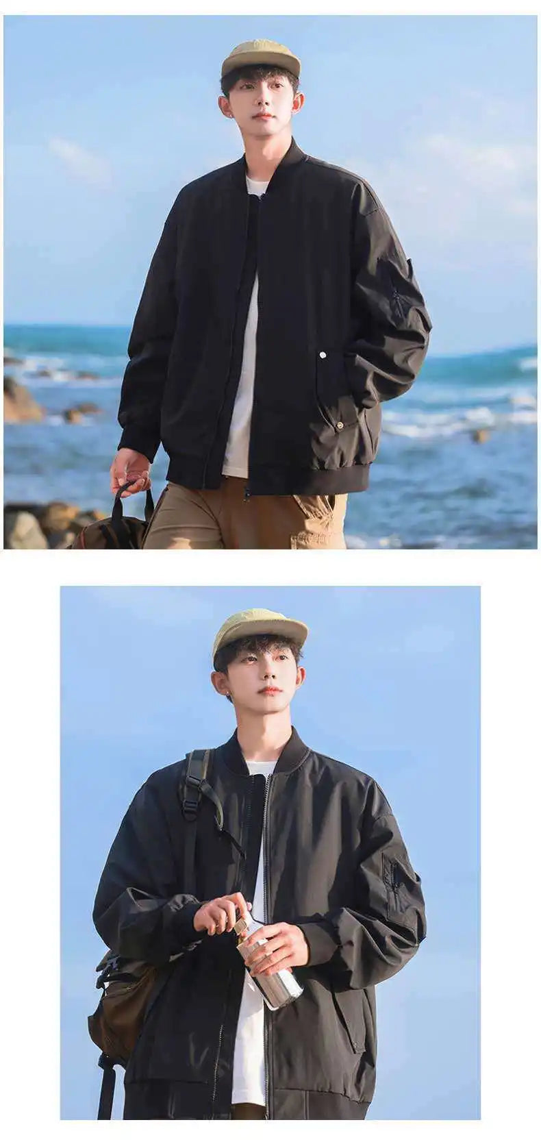 Military Style Quilted Pilot Jacket - Vintage Windproof Bomber Coat for Men Durable Stylish Urban Streetwear All-Season Outwear