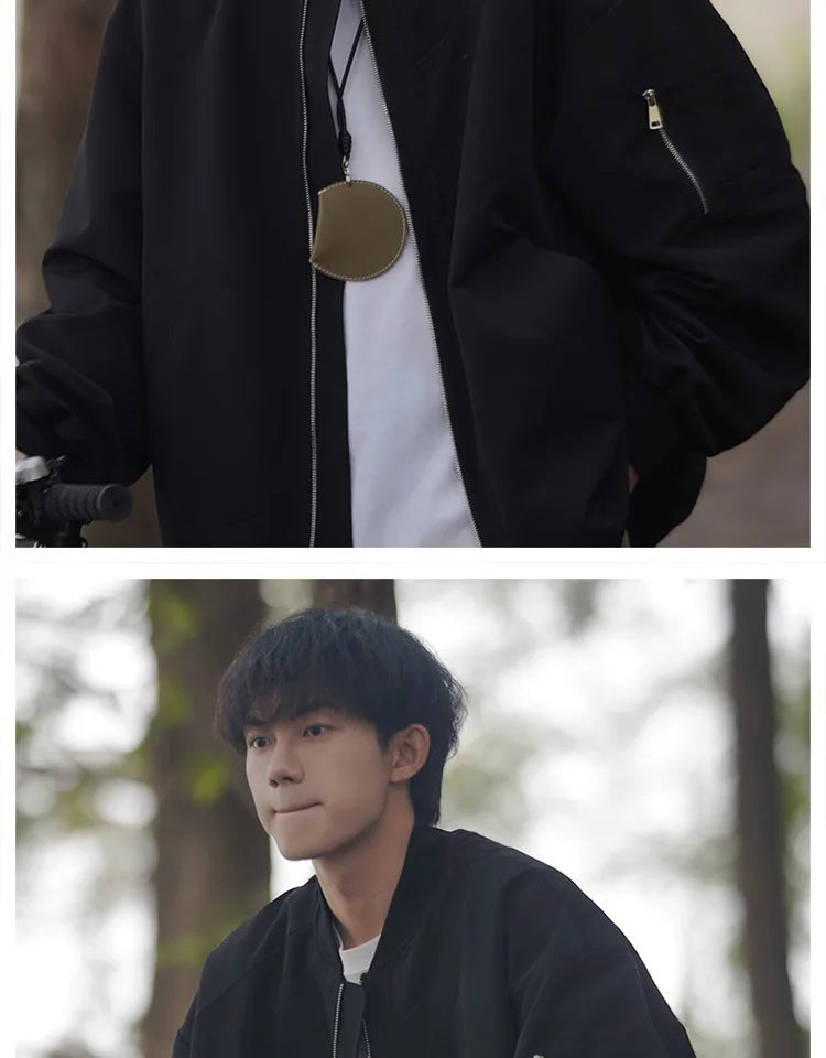Man Bomber Jacket Oversize Spring Autumn Boys Long Sleeve Stand Collar Baseball Clothes Black Green Retro Coat Plus Size Xxl