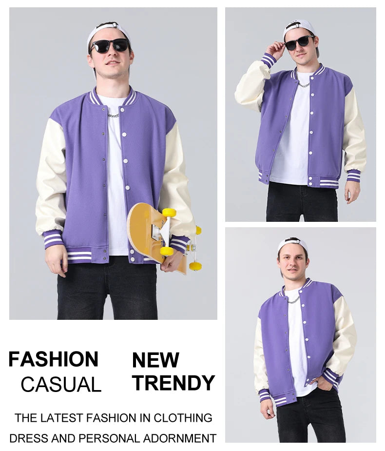 Men Bomber varsity jacket Baseball Patche Color Block Outerwear Casual Loose Spring and Autumn Comfy Unisex Coats New In Jackets