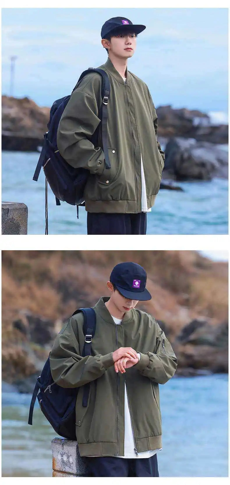 Military Style Quilted Pilot Jacket - Vintage Windproof Bomber Coat for Men Durable Stylish Urban Streetwear All-Season Outwear