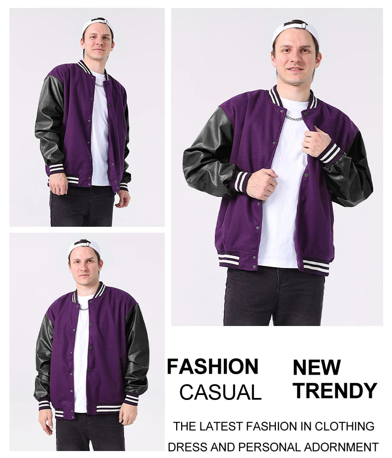 Men Bomber varsity jacket Baseball Patche Color Block Outerwear Casual Loose Spring and Autumn Comfy Unisex Coats New In Jackets