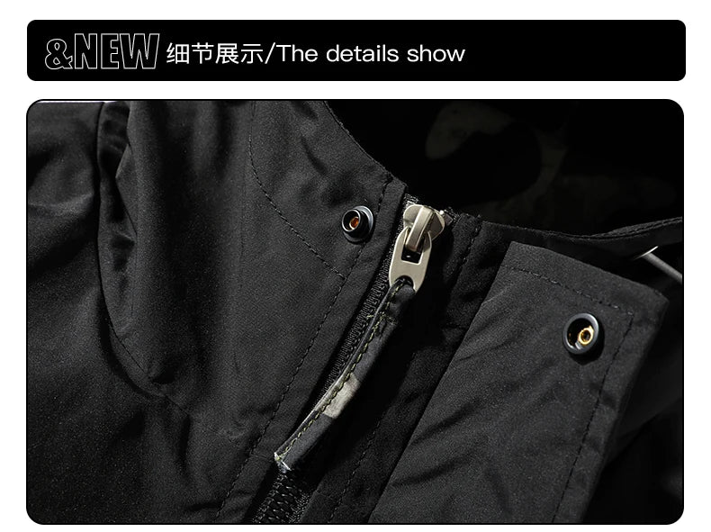 Military Bomber Jacket Men Fashion Casual Camping  Jacket Coat Windproof Hooded Windbreaker Coats Male Oversize Outerwear 4XL