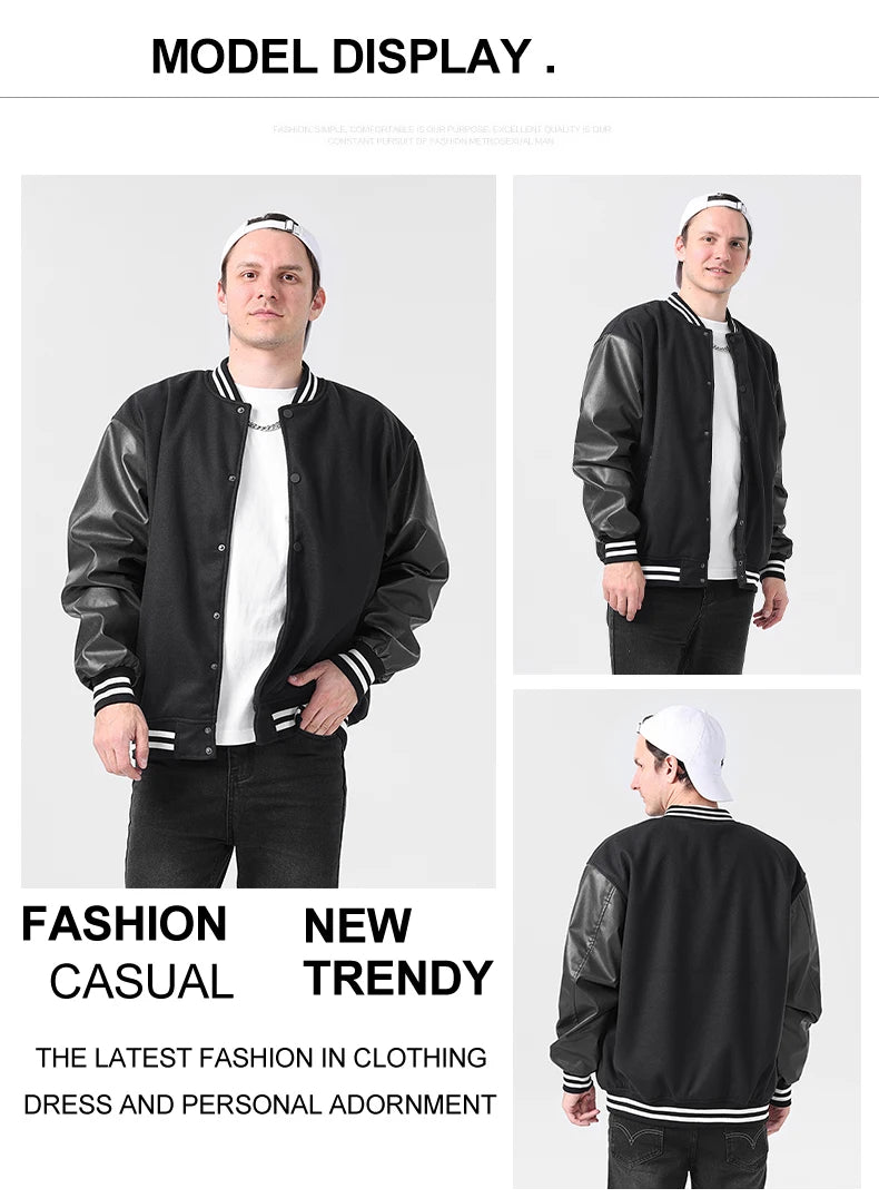Men Bomber varsity jacket Baseball Patche Color Block Outerwear Casual Loose Spring and Autumn Comfy Unisex Coats New In Jackets