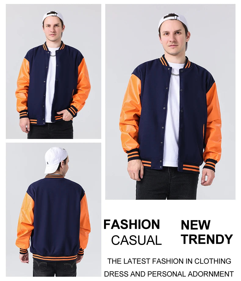 Men Bomber varsity jacket Baseball Patche Color Block Outerwear Casual Loose Spring and Autumn Comfy Unisex Coats New In Jackets