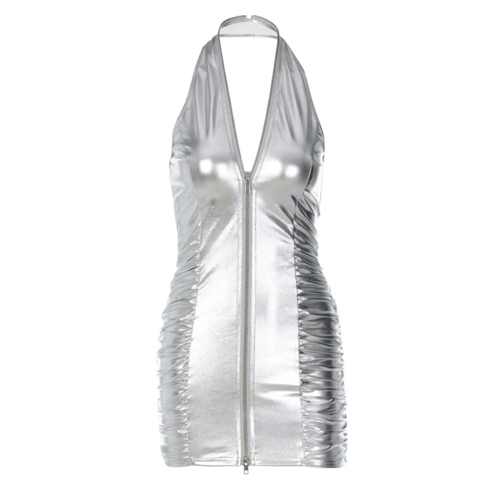 Women's Solid Color Dress Pleated Sexy Halter Zippered Slim Fit Wrap Buttock Dresses Work Women Sexy & Club Party Sundress