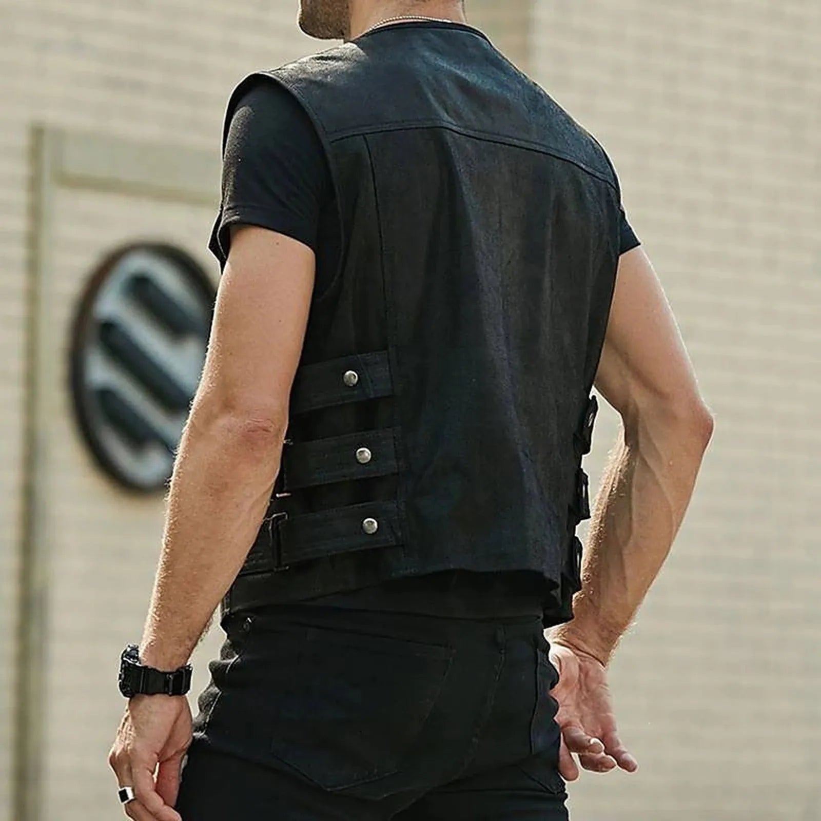 Men's Tank Top V-neck solid Multi Pocket Military Vest Reporter Photography Cardigan Outdoor Motorcycle Vest Men's jacket coat