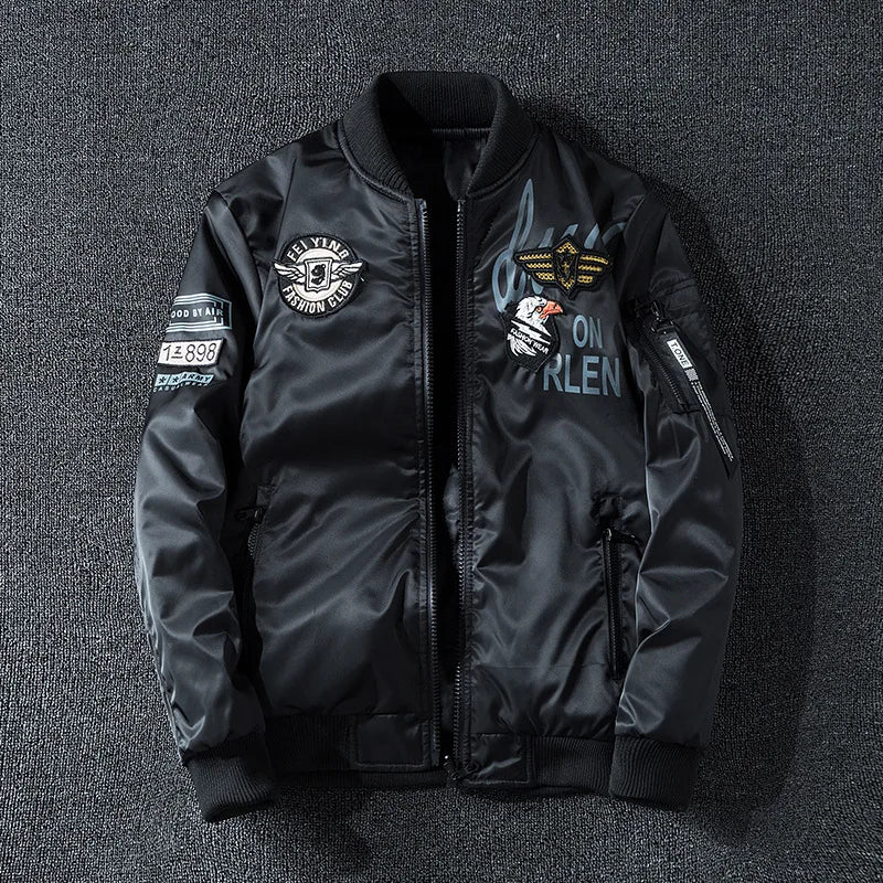 New Mens Bomber Jacket Coat Male Reversible Jacket Embroidery Oversized Casual Jacket Streetwear Men Clothing 7XL A5FB3