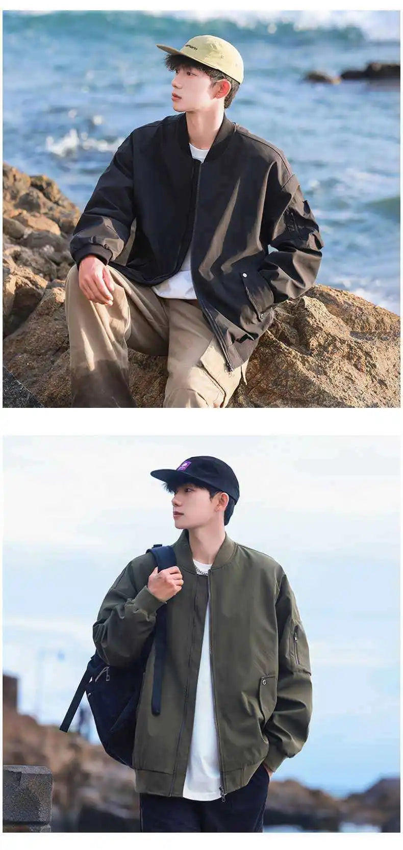 Military Style Quilted Pilot Jacket - Vintage Windproof Bomber Coat for Men Durable Stylish Urban Streetwear All-Season Outwear