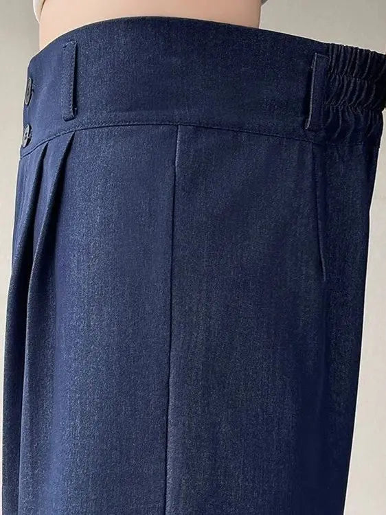 Soft Denim Wide Leg Pants Women Spring Summer Thin High Waist Slim Straight Loose Casual Trousers Long Pants
