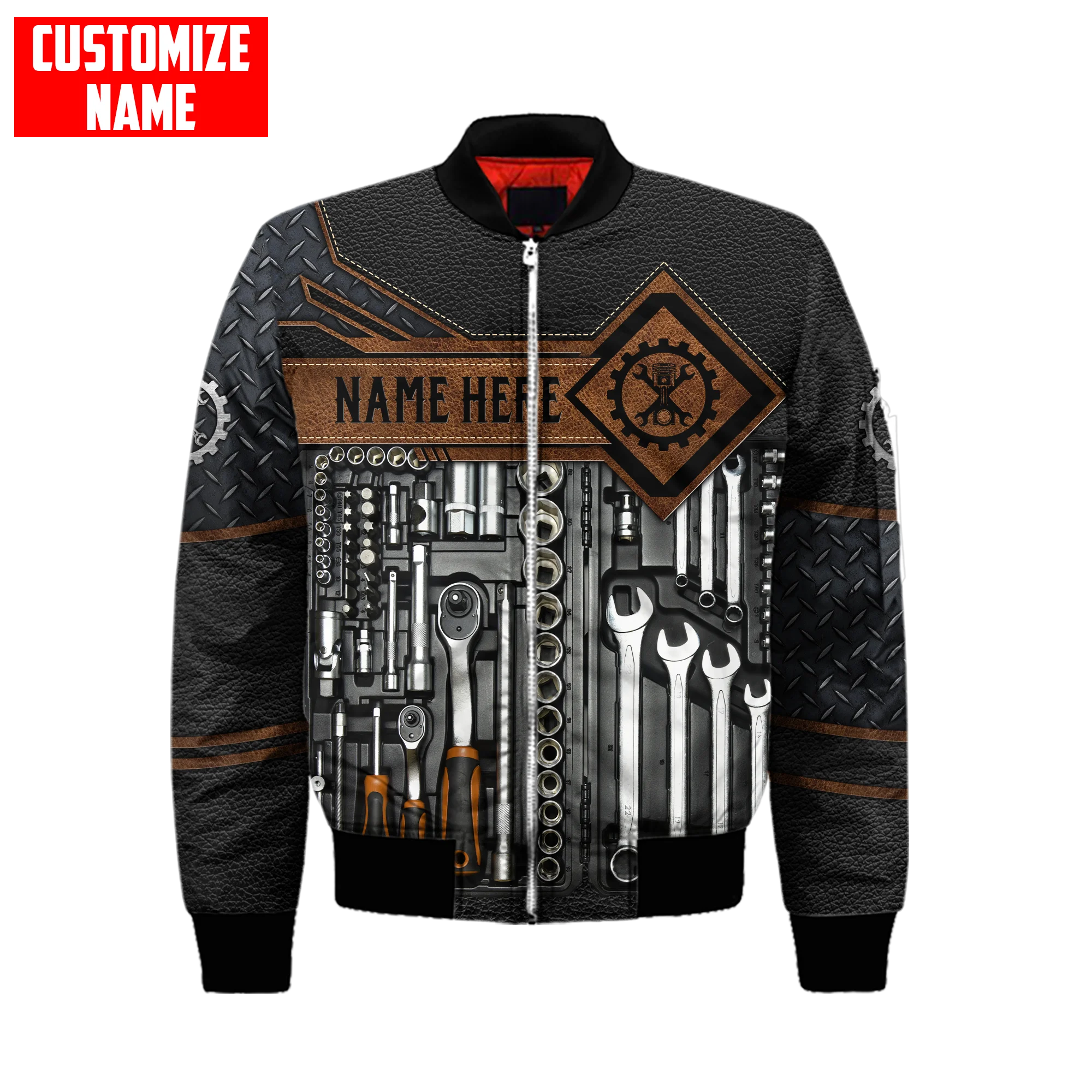 Men bomber jacket Personalized Name Mechanic 3D Printed winter zipper Jacket casual unisex Harajuku Streetwear coat FX-09