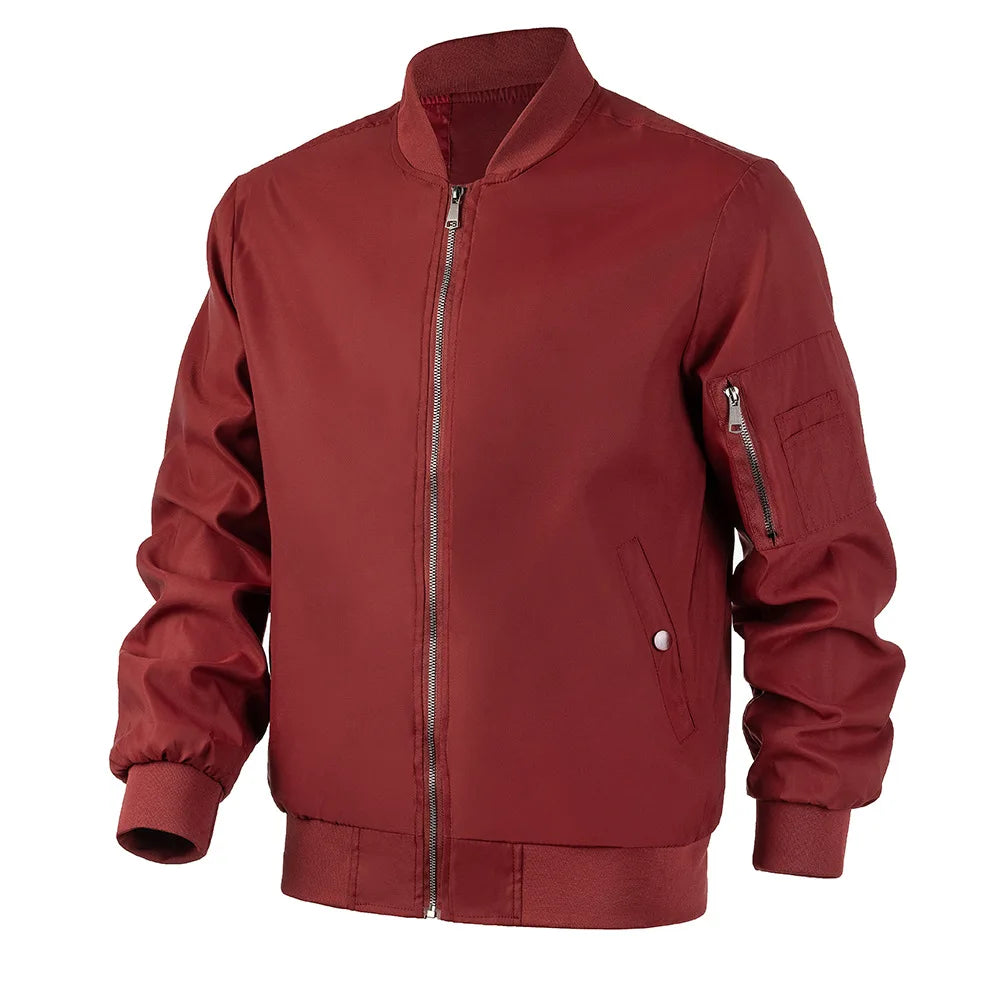 Men Bomber Jacket Thin Slim Long Sleeve baseball Jackets Mens Windbreaker Zipper Windbreaker Jacket Male Outwear Brand Clothing