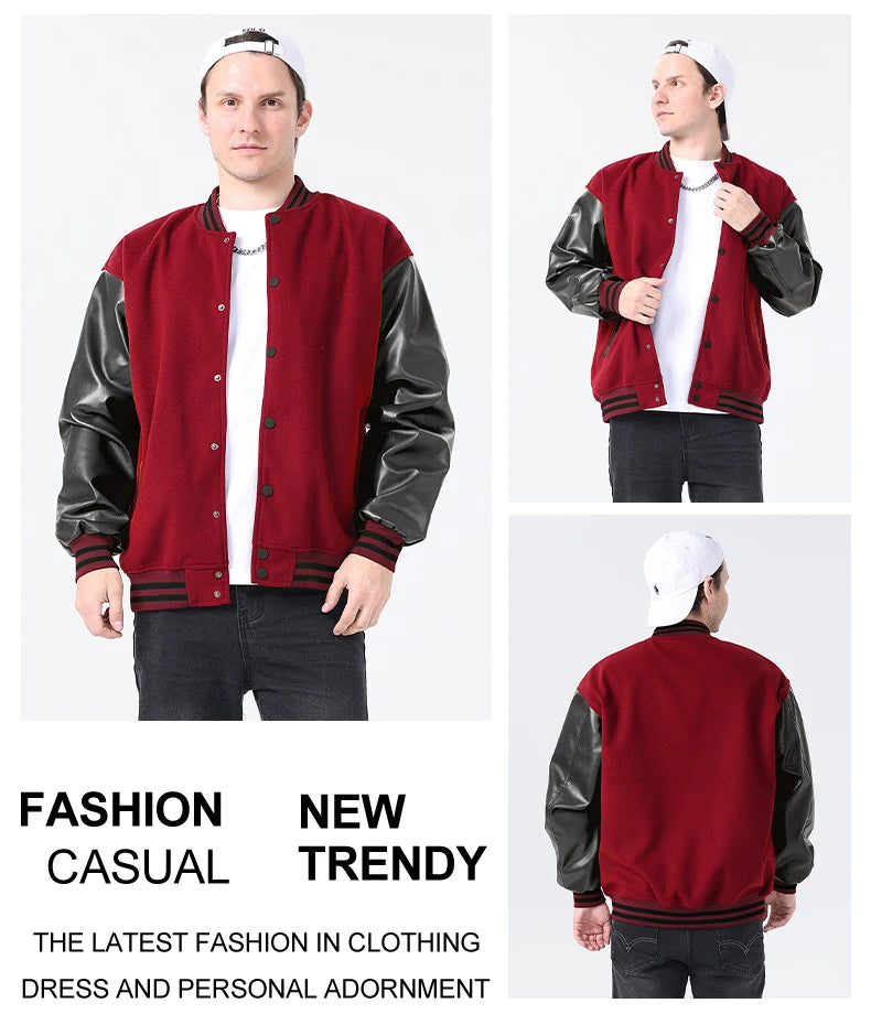 Men Bomber varsity jacket Baseball Patche Color Block Outerwear Casual Loose Spring and Autumn Comfy Unisex Coats New In Jackets