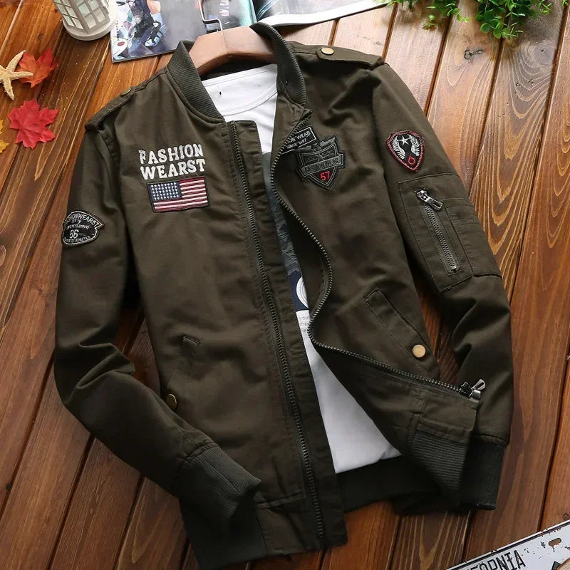 2024 new Bomber Jacket Men Fashion Casual Windbreaker Jacket Coat Men Spring and Autumn New Hot Outwear Stand Slim Embroidery
