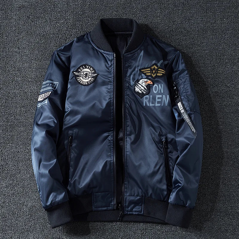 New Mens Bomber Jacket Coat Male Reversible Jacket Embroidery Oversized Casual Jacket Streetwear Men Clothing 7XL A5FB3