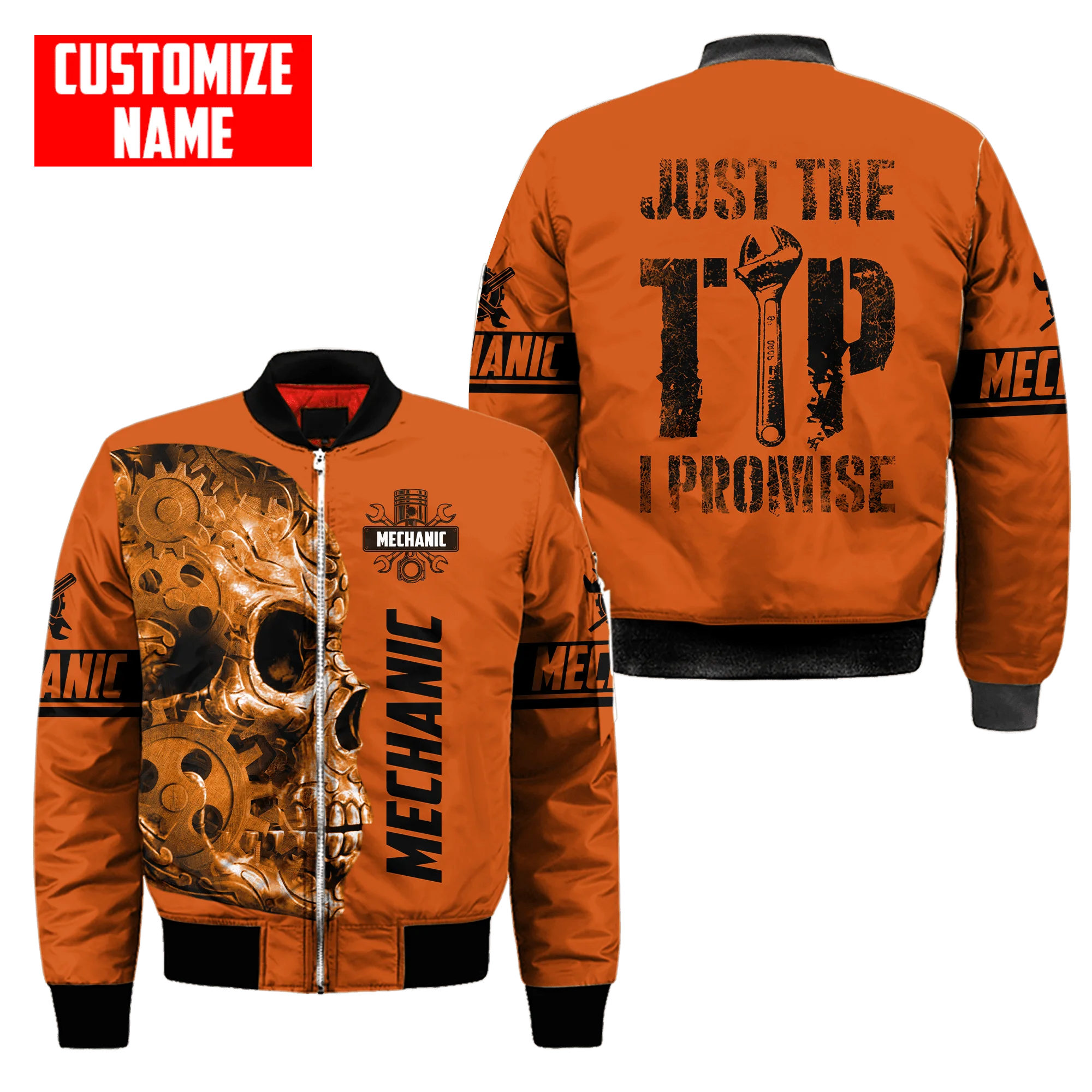 Men bomber jacket Personalized Name Mechanic 3D Printed winter zipper Jacket casual unisex Harajuku Streetwear coat FX-09